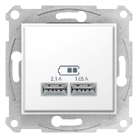 SE Sedna Бел Розетка 2-ая USB 2,1А (2x1,05А)
