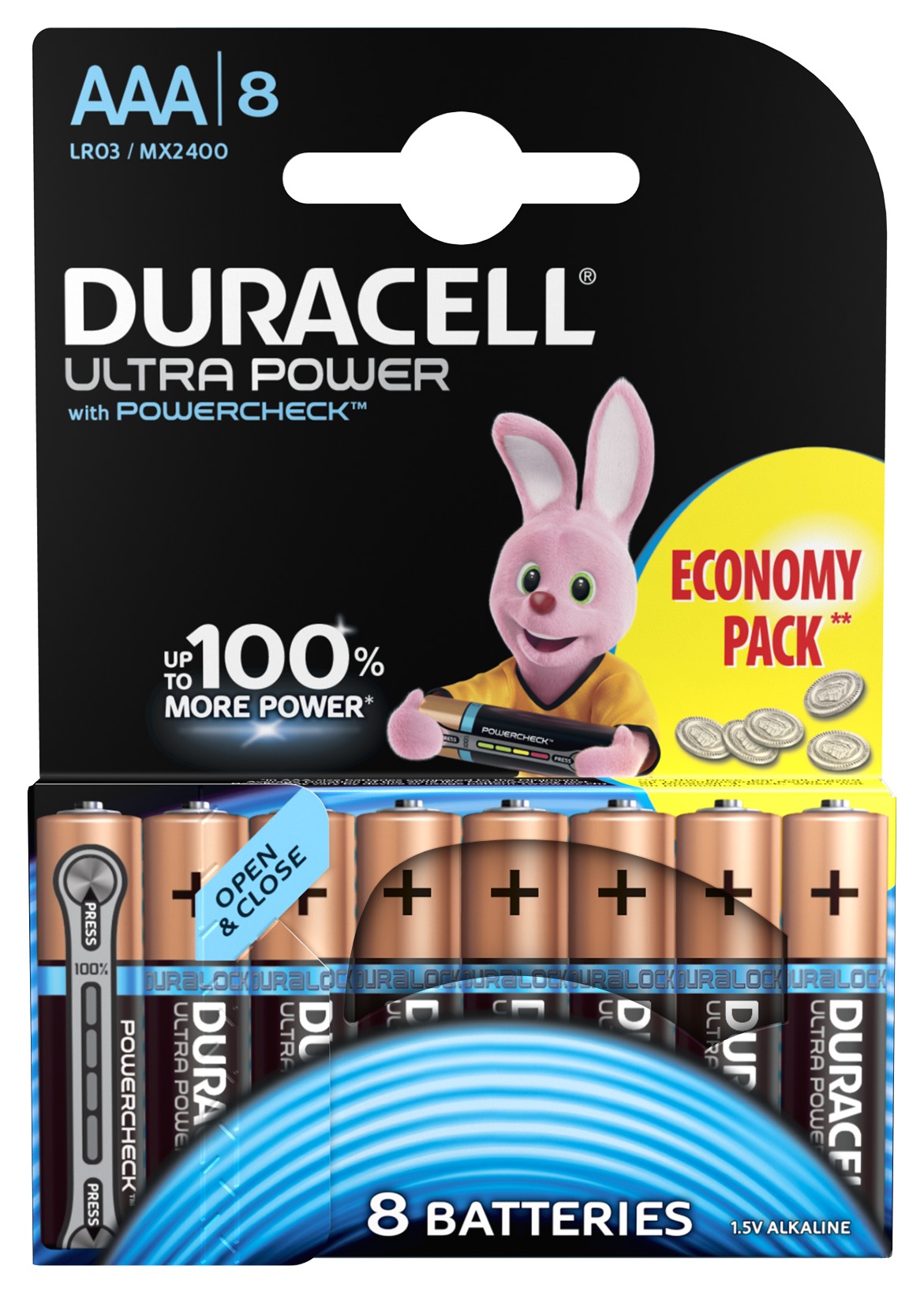 Duracell 5005821 Алкалиновая батарейка типа AAA  LR03 / MN 2400 LR03-8BL Ultra Power
