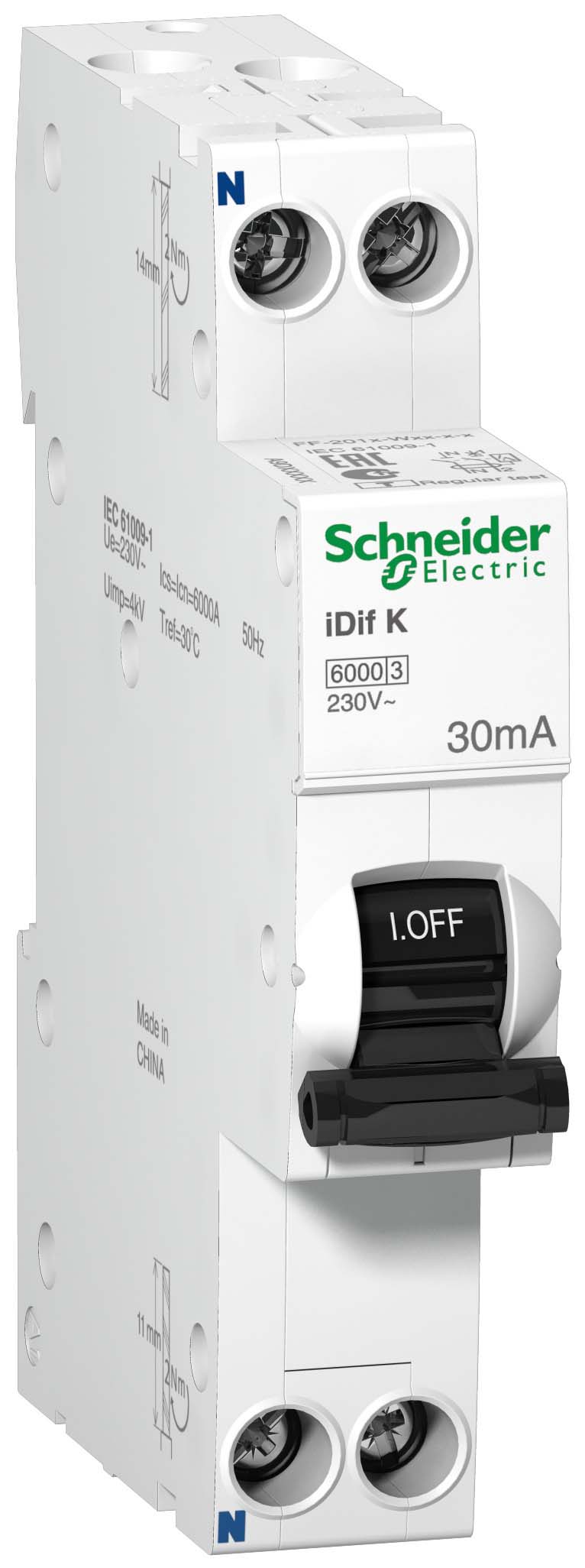 SE Acti 9 iDif K Дифференциальный автоматический выключатель 6КА 16A C 30МA AC