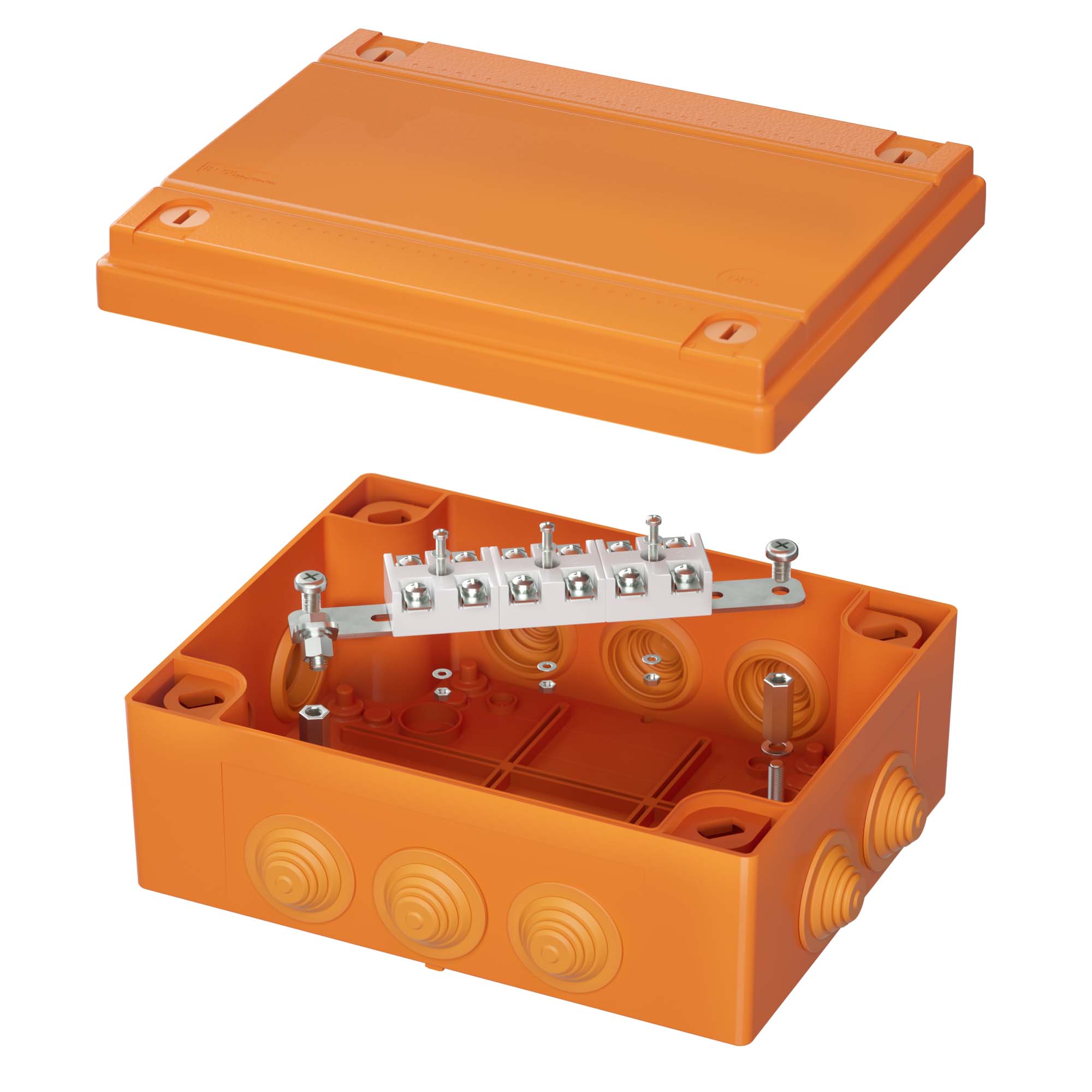 DKC Коробка пластиковая FS с кабельными вводами и клеммниками IP55,240x190x90 мм,6р, 450V, 20A, 10 мм.кв, нержавеющий контакт