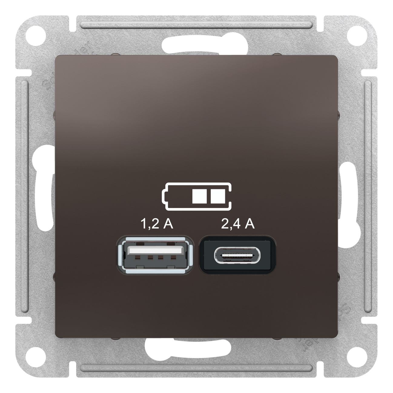 SE AtlasDesign Мокко USB Розетка A+С, 5В/2,4А, 2х5В/1,2А, механизм