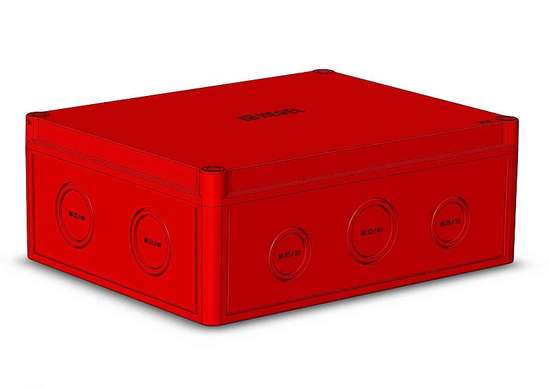 Hegel Коробка приборная поликарбонат, красная, низк крышка, 4-6 вводов, монтаж пластина, внутр разм 230х180х85 мм, IP65