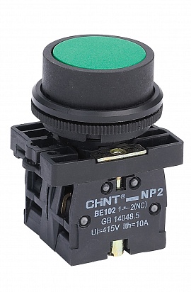 CHINT Кнопка управления NP2-BA21 без подсветки черная 1НО IP40