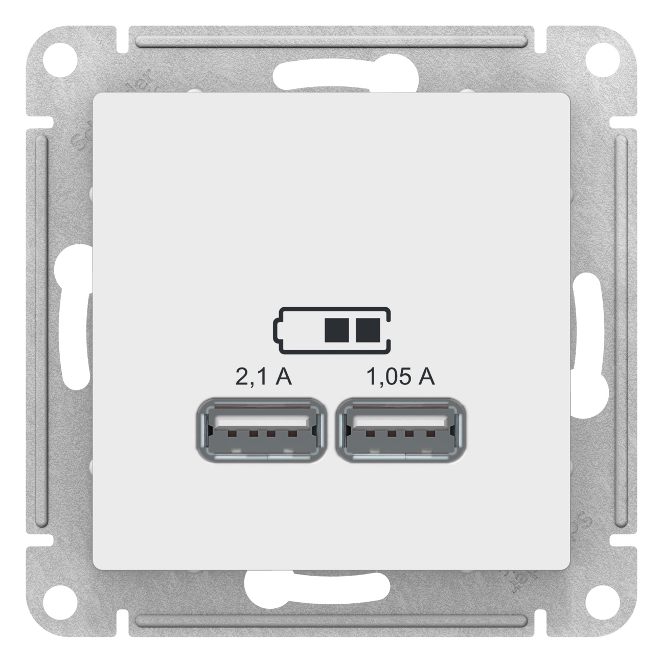 SE AtlasDesign Бел Розетка USB, 5В, 1 порт x 2,1 А, 2 порта х 1,05 А, механизм