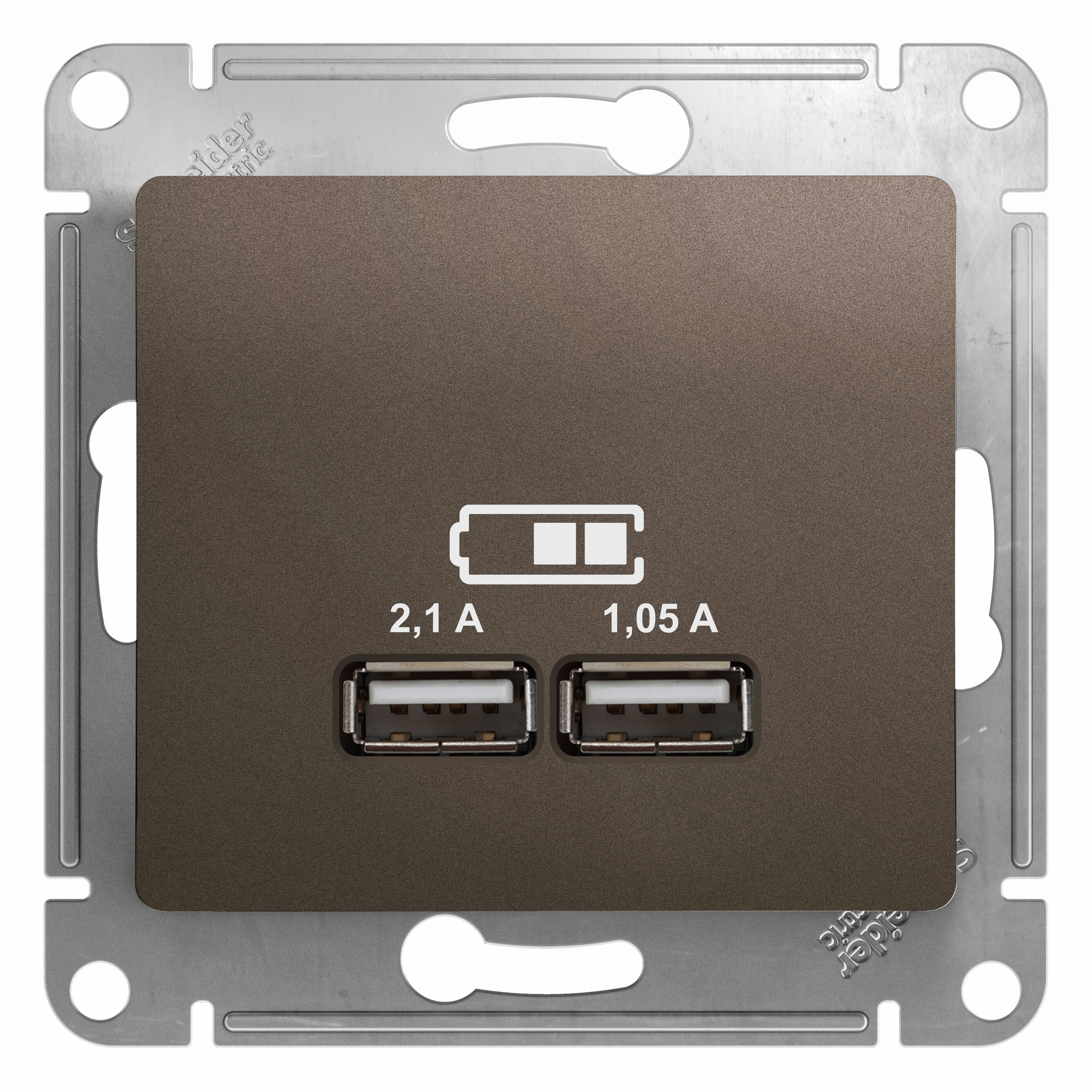 SE Glossa Шоколад Розетка USB 5В/2100мА, 2х5В/1050мА (GSL000833)