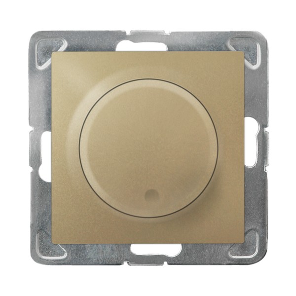 Ospel Impresja Золотой металлик Светорегулятор поворотно-нажимной для нагрузки лампами
накаливания, галогенными и LED