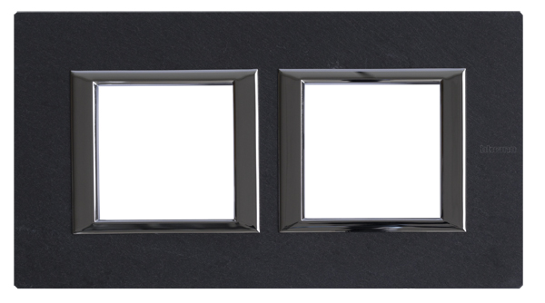 BT Axolute Черный мрамор Ардезия Рамка 2+2 мод прямоугольная (надпись горизонтально)