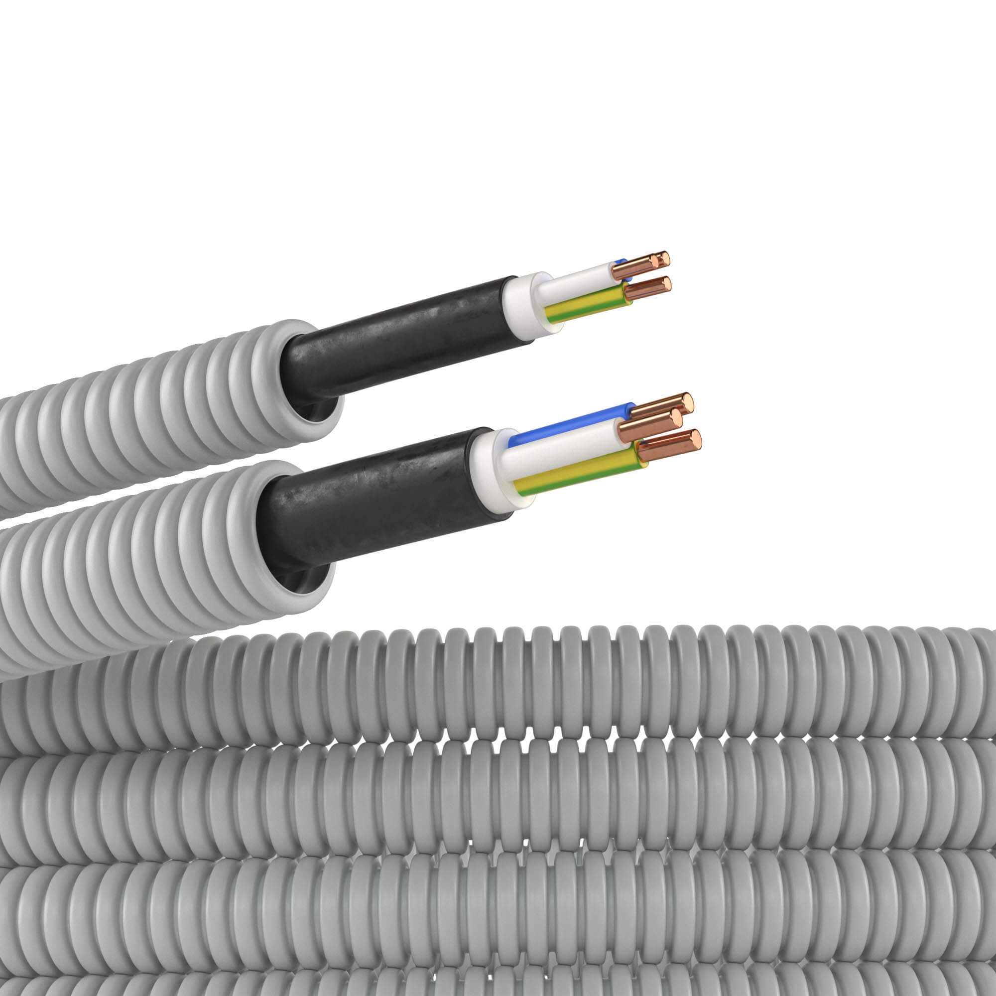 DKC Труба ПВХ гибкая гофрированная D=16 мм (100м) с кабелем ВВГнг(А)-LS 3х1,5мм² РЭК"ГОСТ+" (Электротруба)
