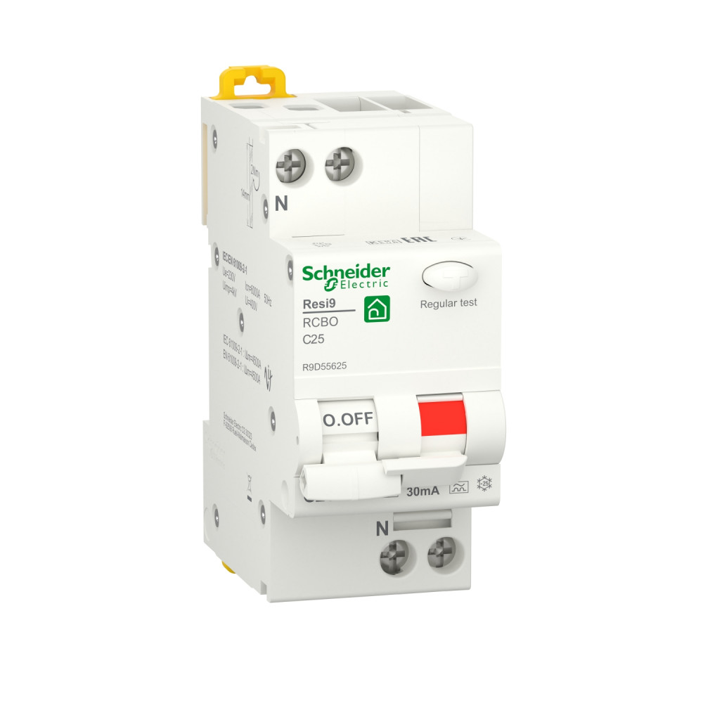 SE RESI9 Автоматический выключатель дифференциального тока (ДИФ) 1P+N С 25А 6000A 30мА тип A
