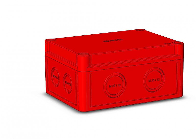 Hegel Коробка приборная полистирол, красная, низк крышка, 4 ввода, пустая, внутр разм 144x104x65 мм, IP65