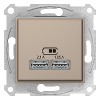 SE Sedna Титан Розетка 2-ая USB 2,1А (2x1,05А)