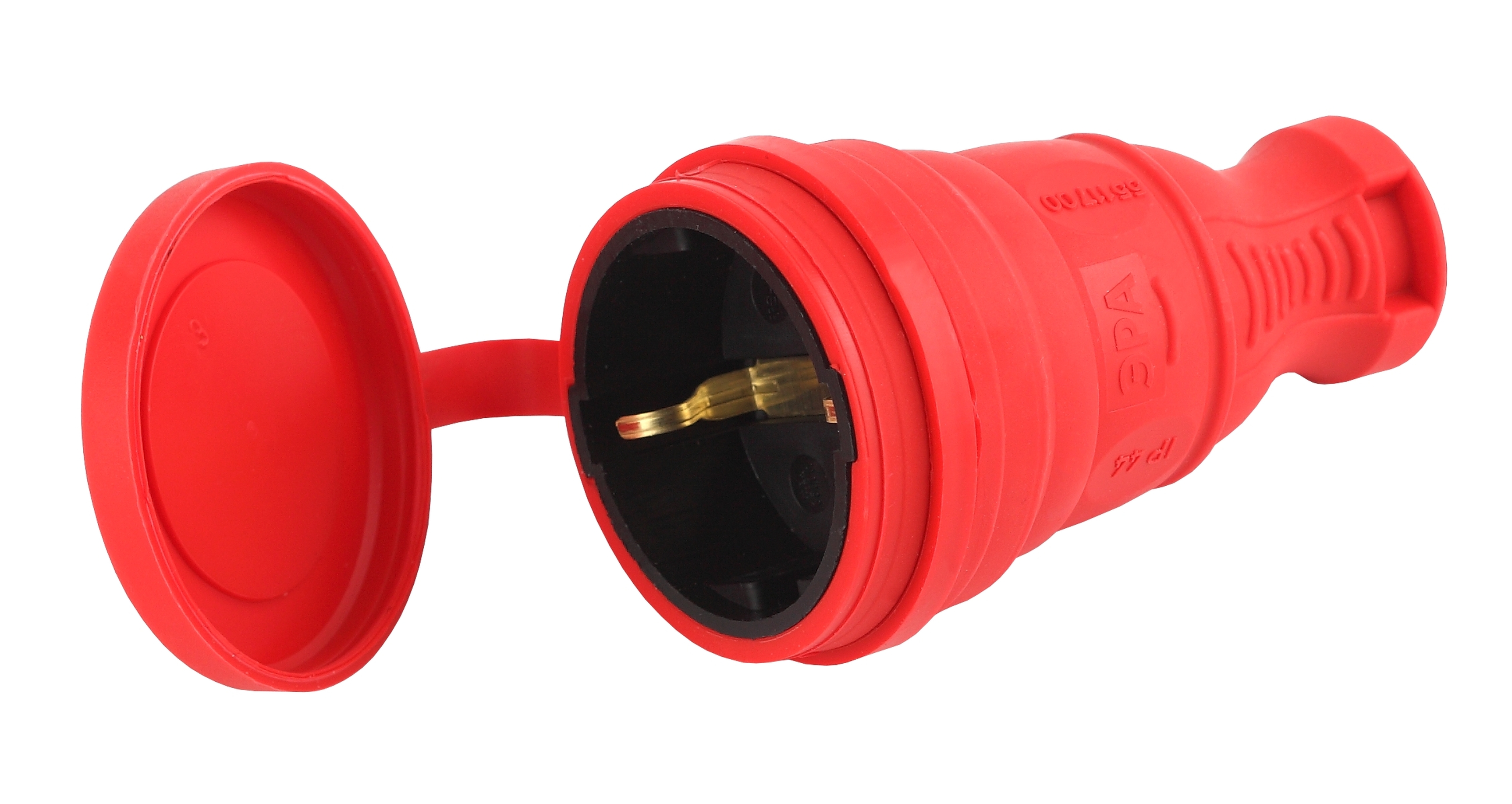 ЭРА R8-RED-IP44 Разъём каучуковый c/з прямой 16A красный