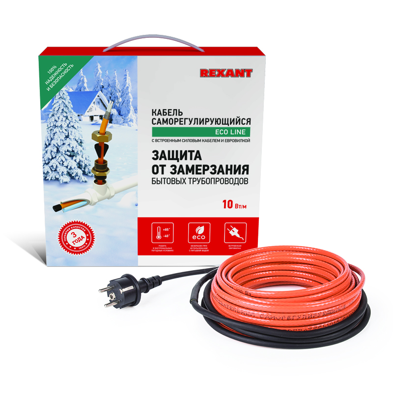 REXANT Греющий саморегулирующийся кабель (комплект в трубу) 10HTM2-CT ( 2м/20Вт)