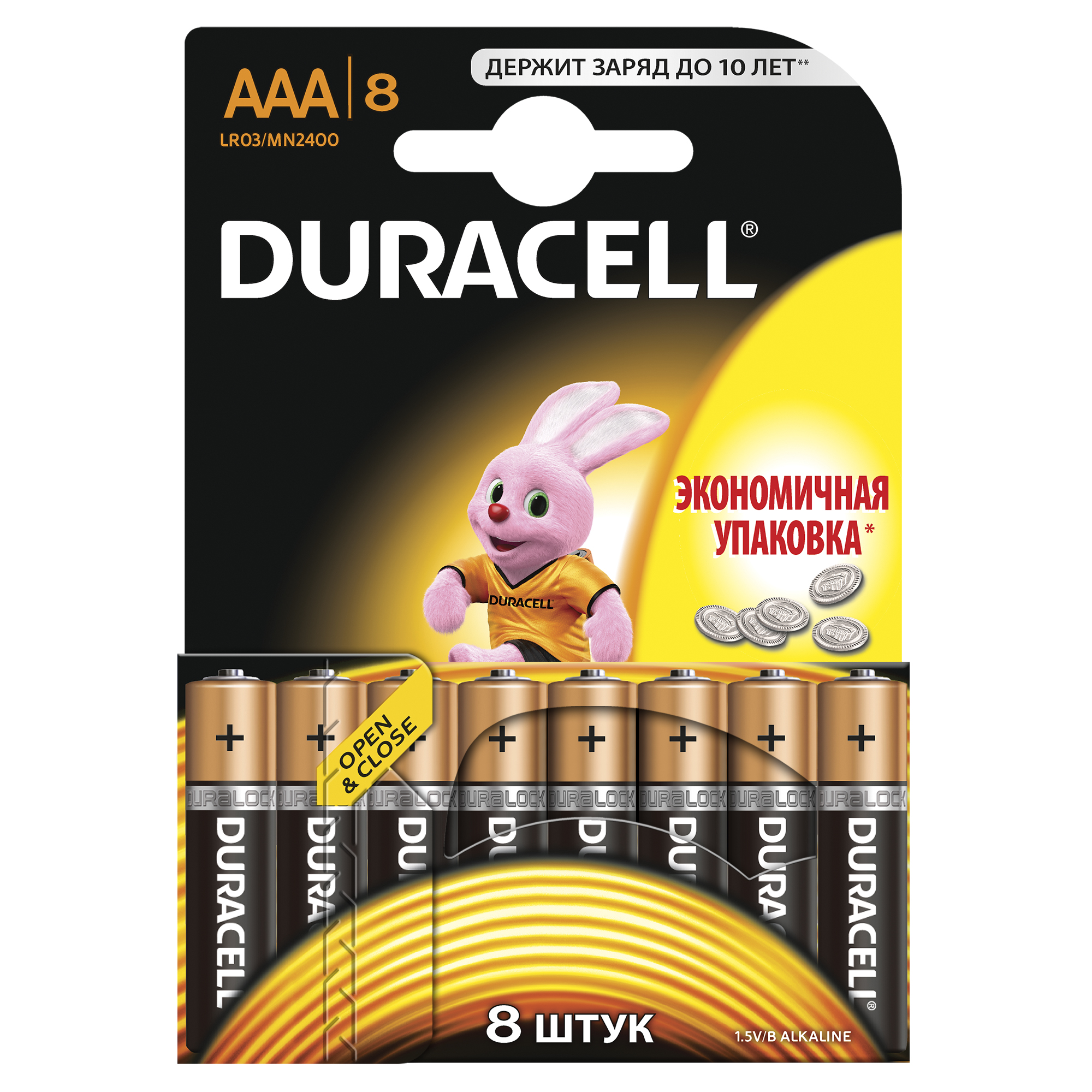 Duracell 81545429 Алкалиновая батарейка типа AAA  LR03 / MN 2400 LR03-8BL BASIC