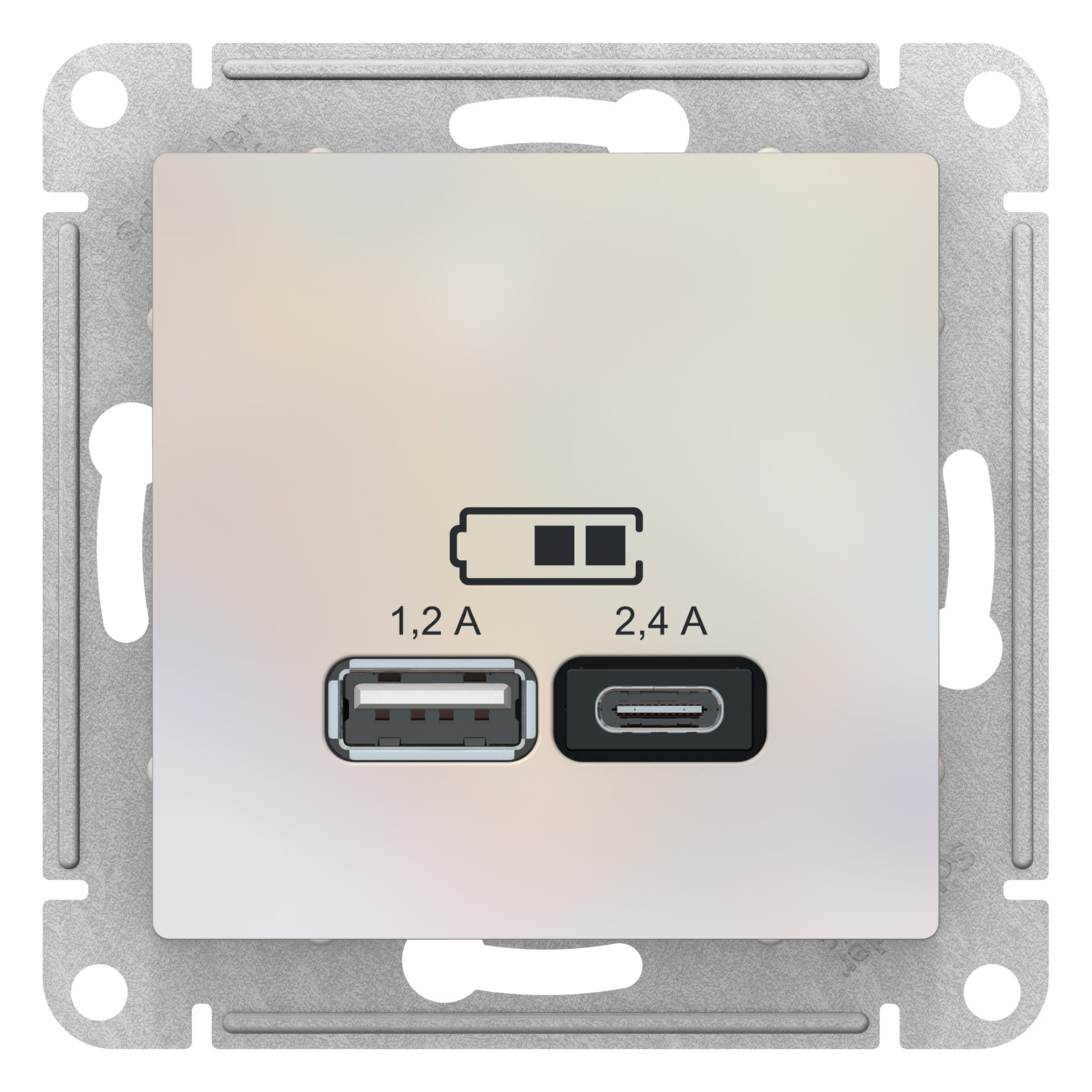 SE AtlasDesign Жемчуг USB Розетка A+С, 5В/2,4А, 2х5В/1,2А, механизм