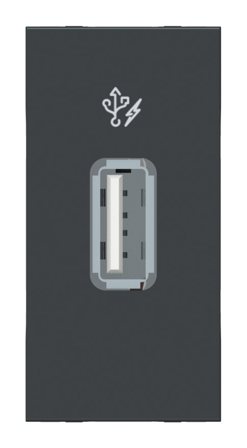 SE Unica Modular Антрацит Розетка USB, 5 В / 1000 мА, 1 модуль