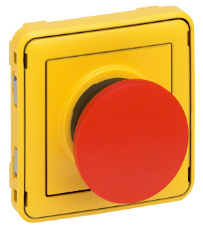 Legrand Plexo Мех Кнопка экстренного откл. 1Н.З. контакт (желтая лиц. панель, красная кнопка)