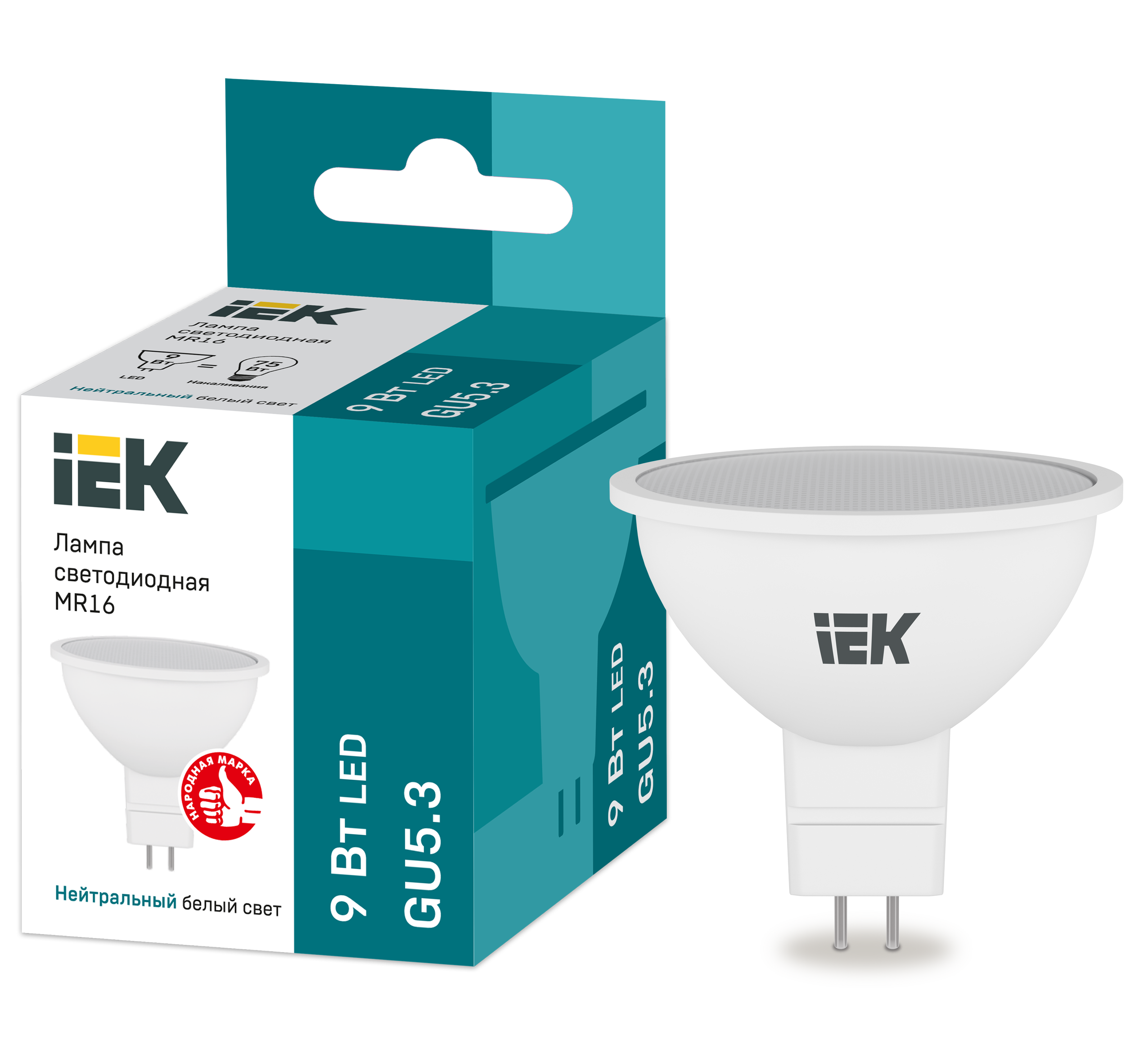 IEK Лампа LED MR16 софит 9Вт 230В 4000К GU5.3
