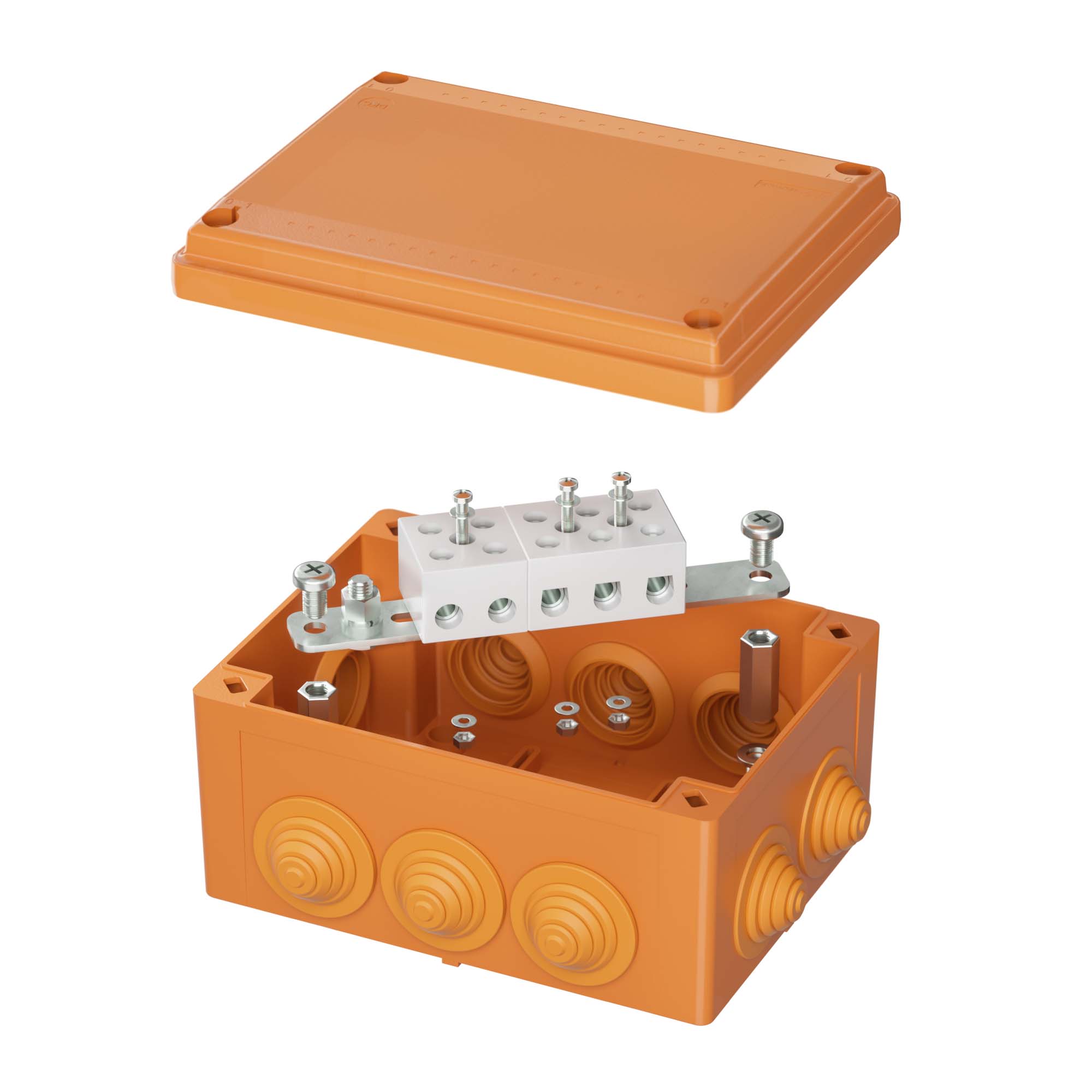 DKC Коробка пластиковая FS с кабельными вводами и клеммниками, IP56, 150х110х70 мм, 5р, 450V, 30A, 16 мм.кв