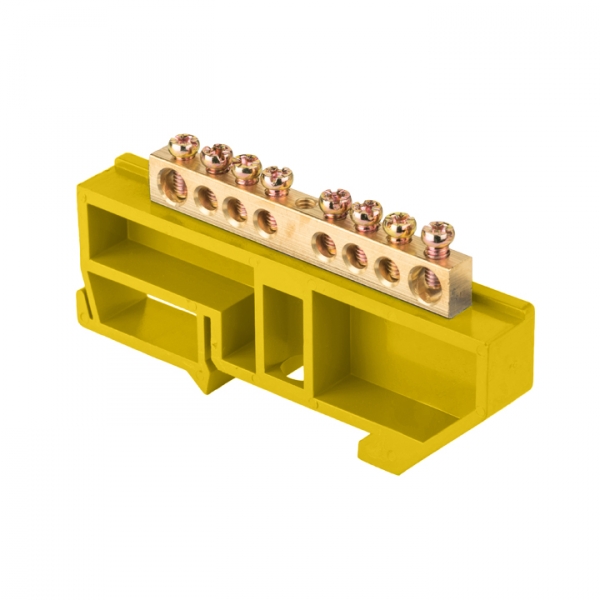 EKF Шина "0" N (6х9мм) 8 отверстий латунь желтый изолятор на DIN-рейку розничный стикер PROxima