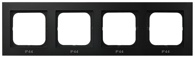 Ospel Sonata Черный металлик Рамка 4-ая для выключатель IP-44