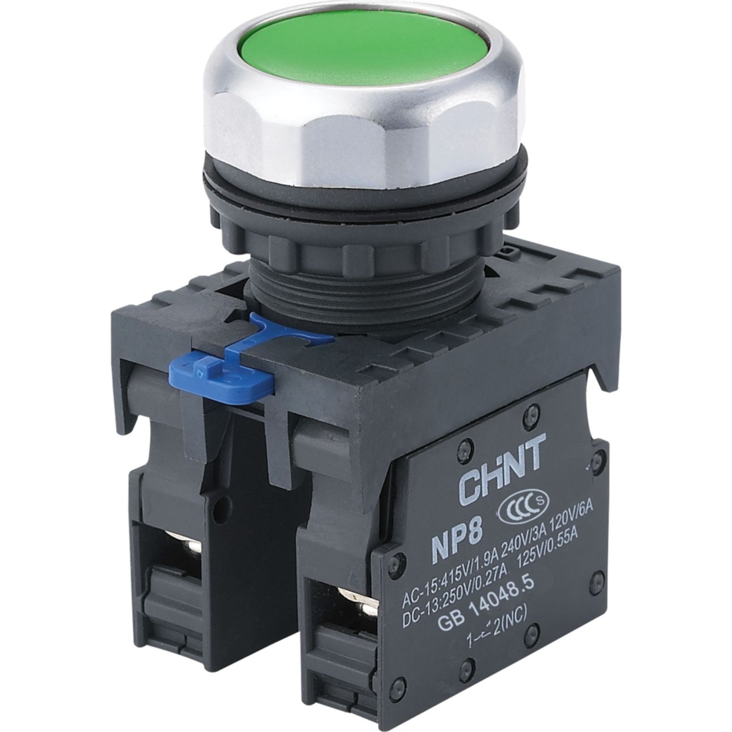 CHINT Кнопка управления NP8-11BN/3 без подсветки, зелёная 1НО+1НЗ IP65 (R)