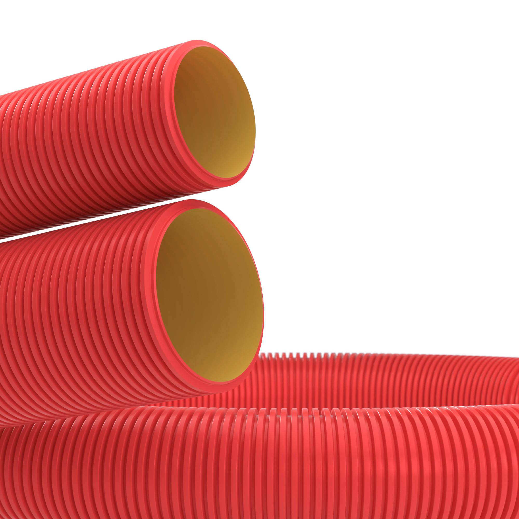 DKC Труба гибкая двустенная для кабельной канализации с протяжкой D=75мм (100м), красная