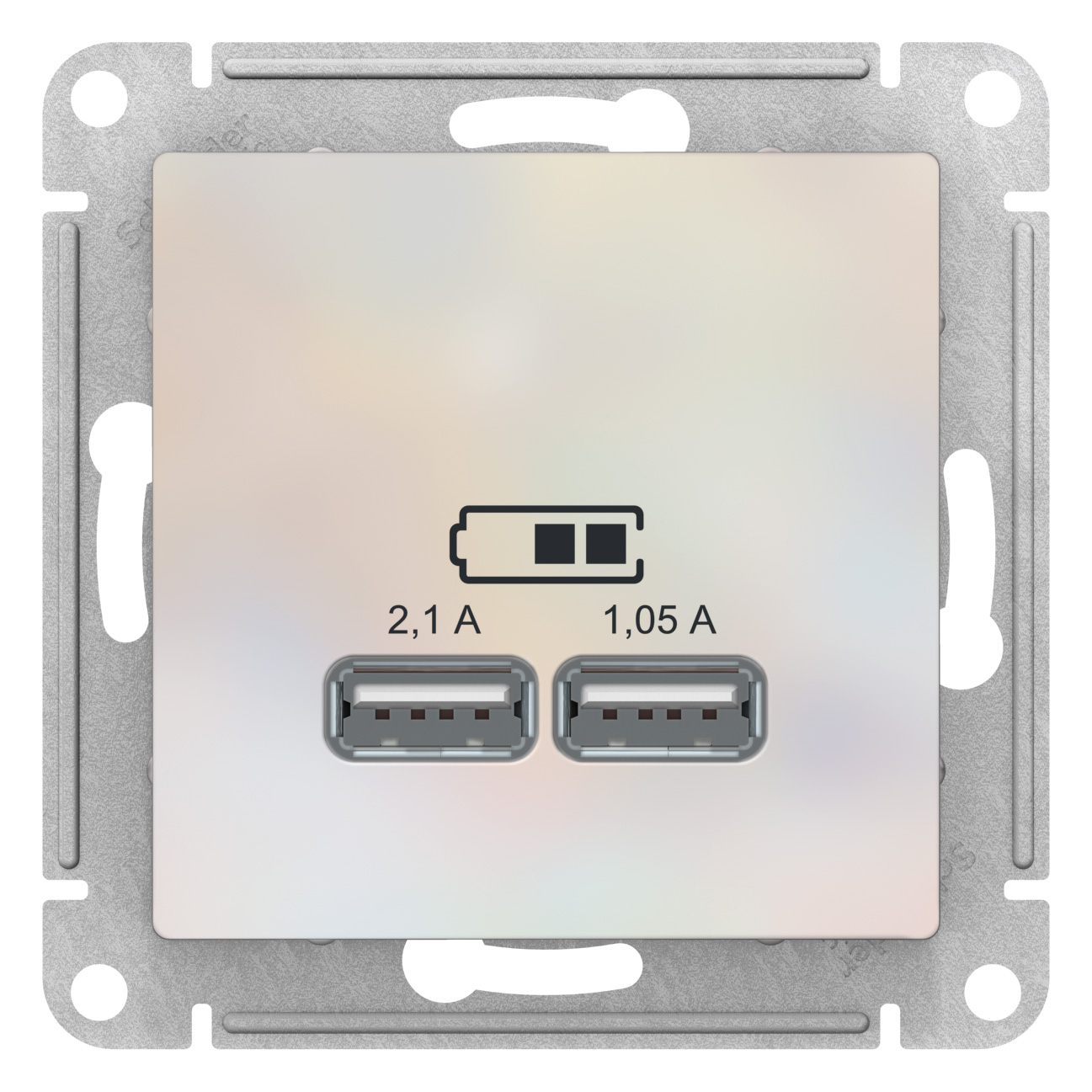 SE AtlasDesign Жемчуг Розетка USB, 5В, 1 порт x 2,1 А, 2 порта х 1,05 А, механизм