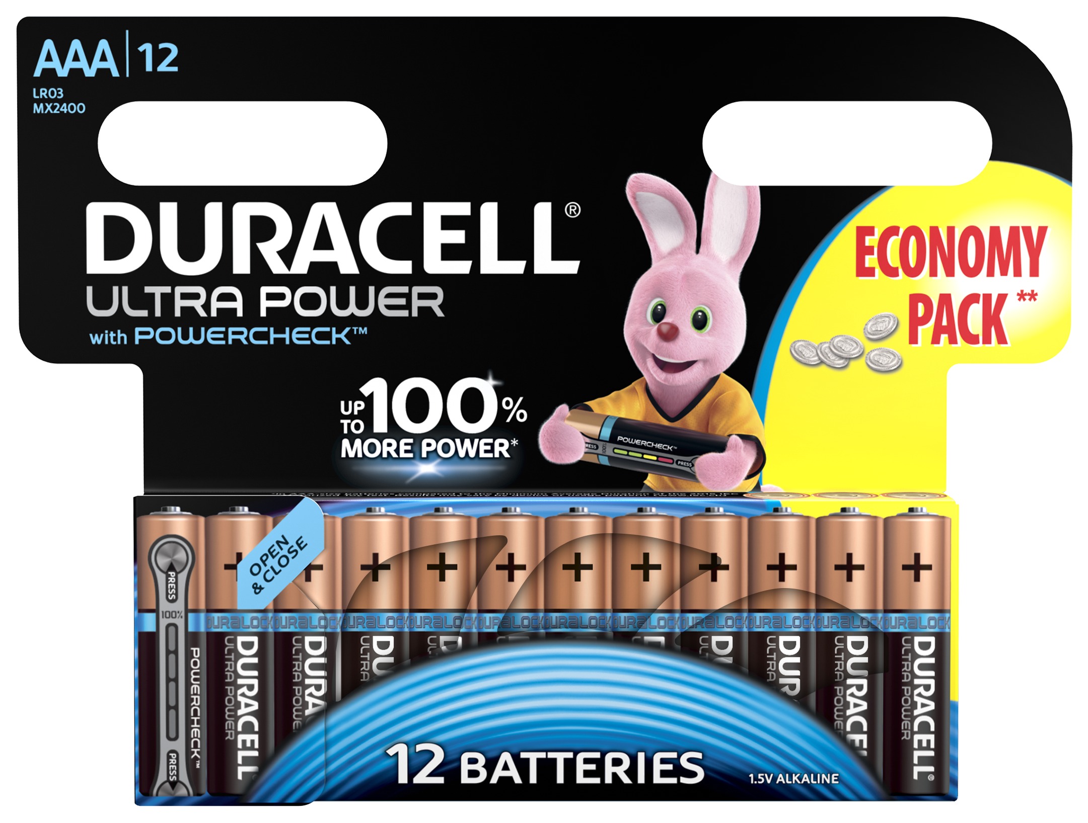 Duracell 5005823 Алкалиновая батарейка типа AAA  LR03 / MN 2400 LR03-12BL Ultra Power