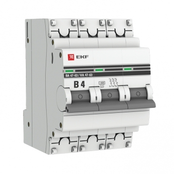 EKF Автоматический выключатель 3P 4А (B) 4,5кА ВА 47-63  PROxima