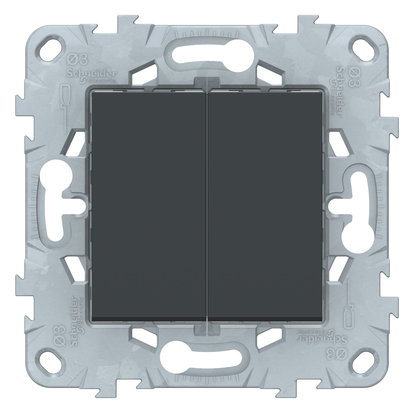 SE Unica New Антрацит Переключатель 2-клав, перекрестный, 2 x сх. 7, 10 AX, 250В