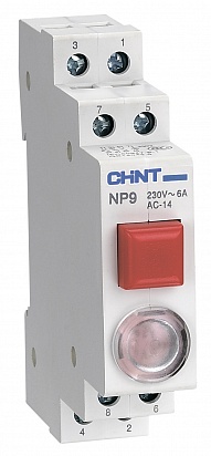 CHINT Кнопка модульная NP9-12D3/2 с подсветкой, 1НО+2НЗ, AC/DC230В, красная
