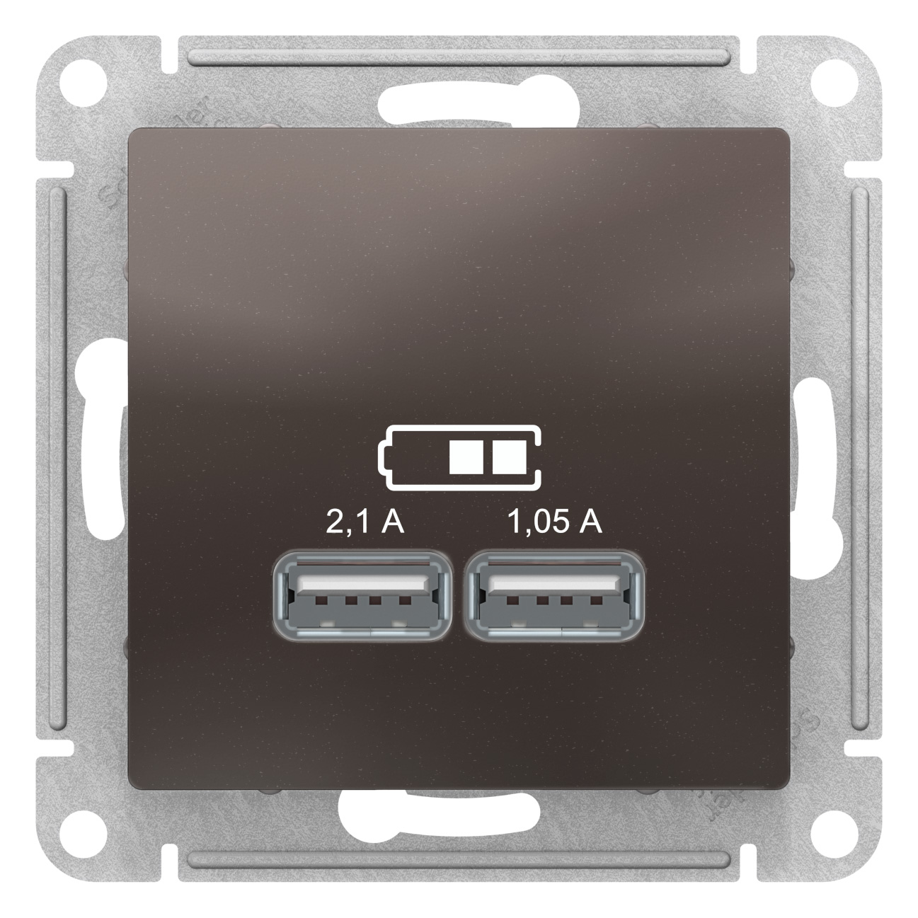 SE AtlasDesign Мокко Розетка USB, 5В, 1 порт x 2,1 А, 2 порта х 1,05 А, механизм