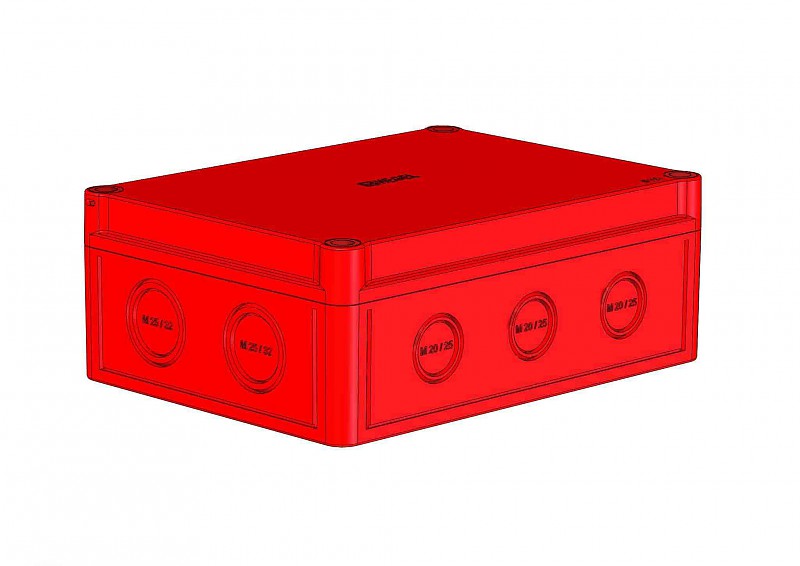 Hegel Коробка приборная полистирол, красная, низк крышка, 4-6 вводов, монтаж пластина, внутр разм 184х134х65 мм, IP65