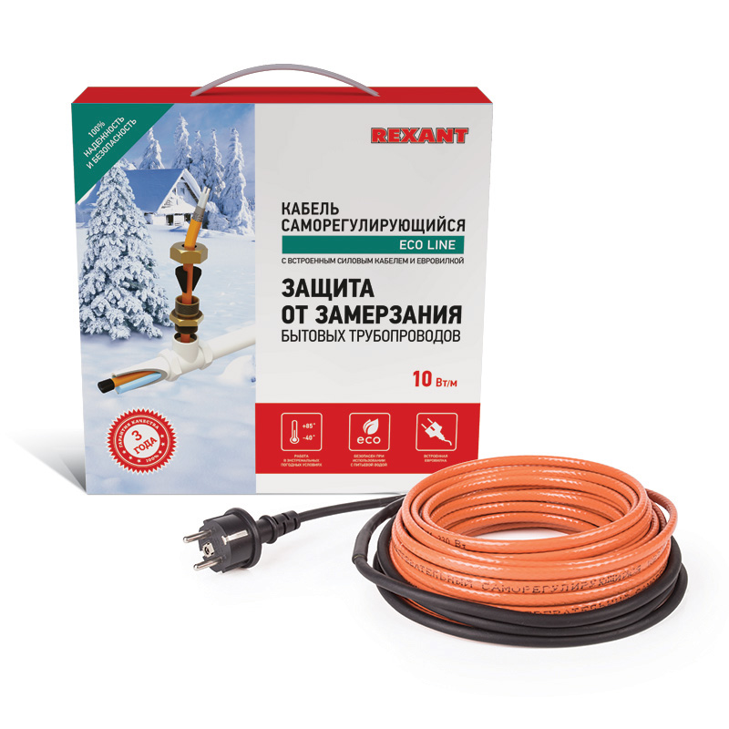 REXANT Греющий саморегулирующийся кабель (комплект в трубу) 10HTM2-CT ( 6м/60Вт)