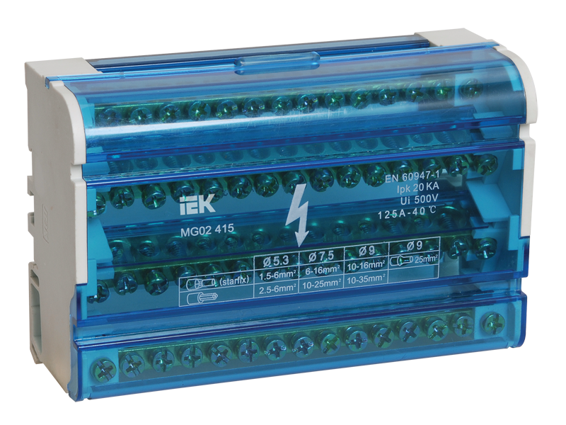 IEK Шины на DIN-рейку в корпусе (кросс-модуль) 3L+PEN 4х15