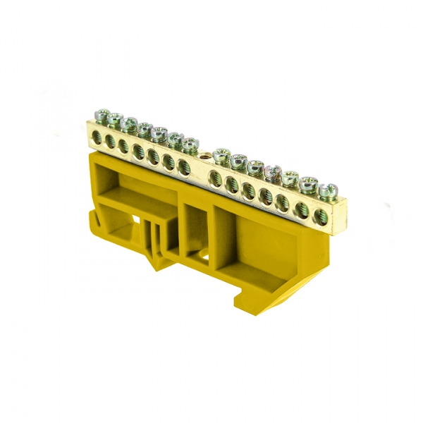 EKF Шина "0" N (6х9мм) 14 отверстий латунь желтый изолятор на DIN-рейку PROxima