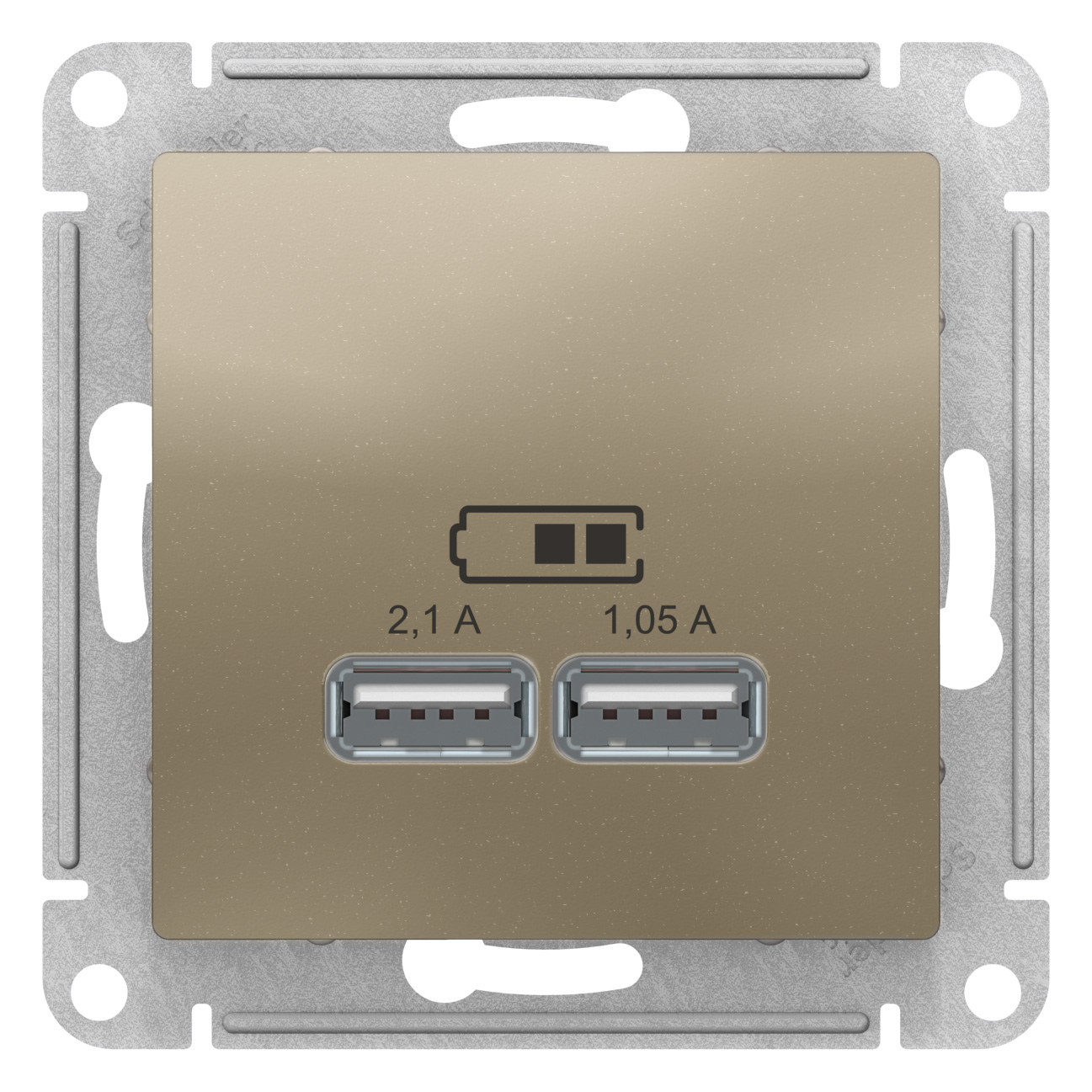SE AtlasDesign Шампань Розетка USB, 5В, 1 порт x 2,1 А, 2 порта х 1,05 А, механизм