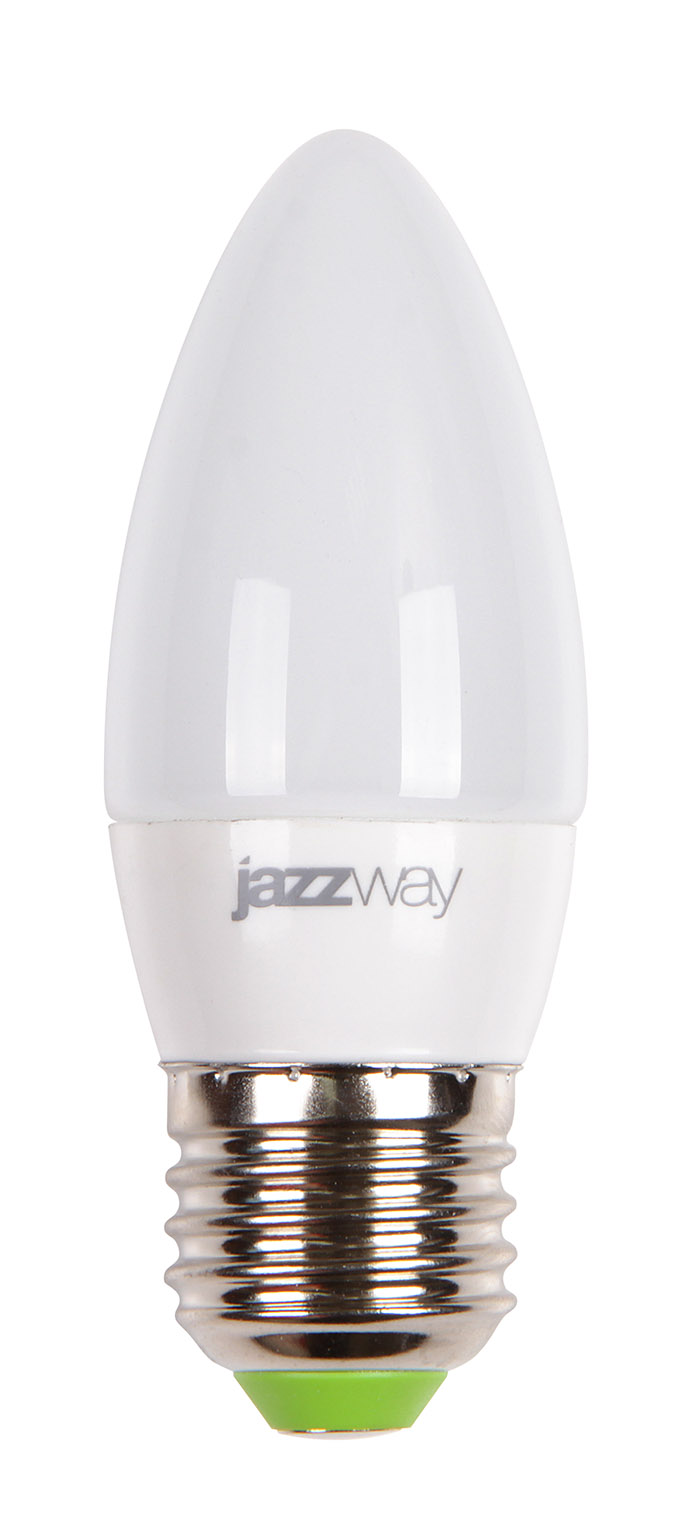 Jazzway Лампа светодиодная (LED) «свеча» d38мм E27 220° 7Вт 220-240В матовая тепло-белая желтая 3000К