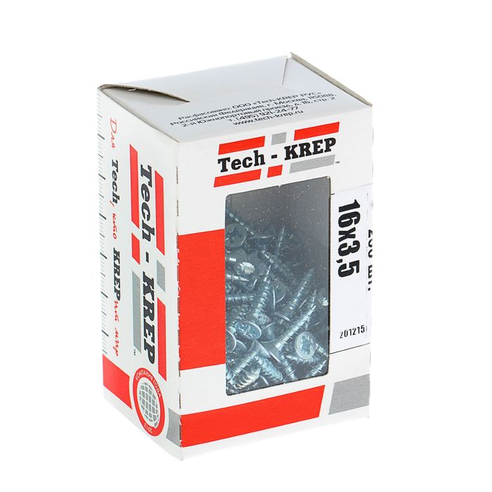 Tech-Krep Саморезы универсальные  16х3,5 мм (200 шт)  оцинкованные - коробка с ок. Tech-Kr