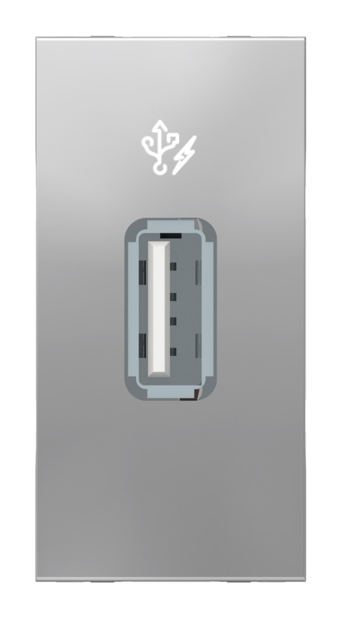 SE Unica Modular Алюминий Розетка USB, 5 В / 1000 мА, 1 модуль