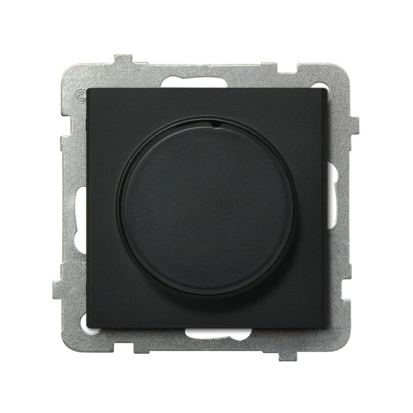 Ospel Sonata Черный металлик Светорегулятор поворотно-нажимной для нагрузки лампами накаливания и галогенными