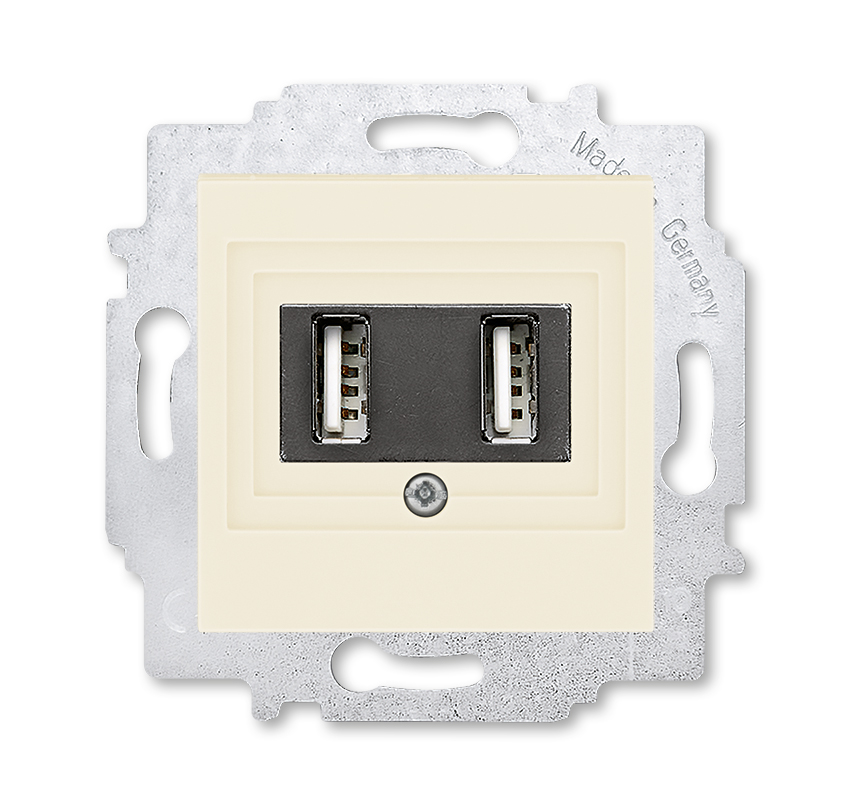 ABB EPJ Levit cлоновая коcть / белый USB зарядка двойная, , слоновая кость