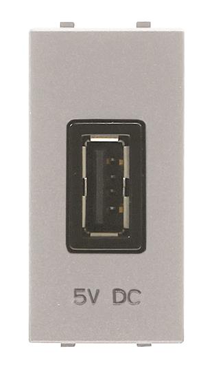 ABB Механизм USB зарядного устройства, 1М, 2000 мА, 5В, серия Zenit, цвет серебристый