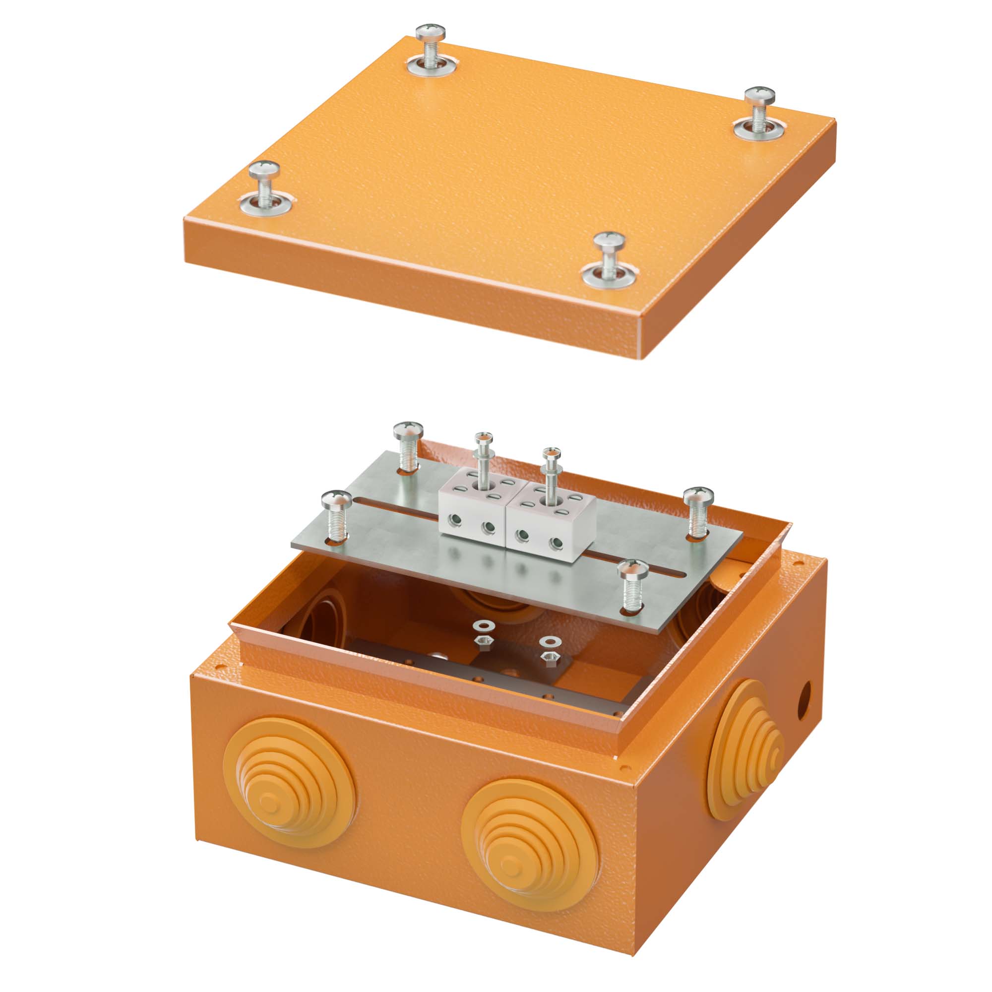 DKC Коробка стальная FS с кабельными вводами и клеммниками, IP55, 150х150х80 мм, 4р, 450V, 6A, 4 мм.кв.