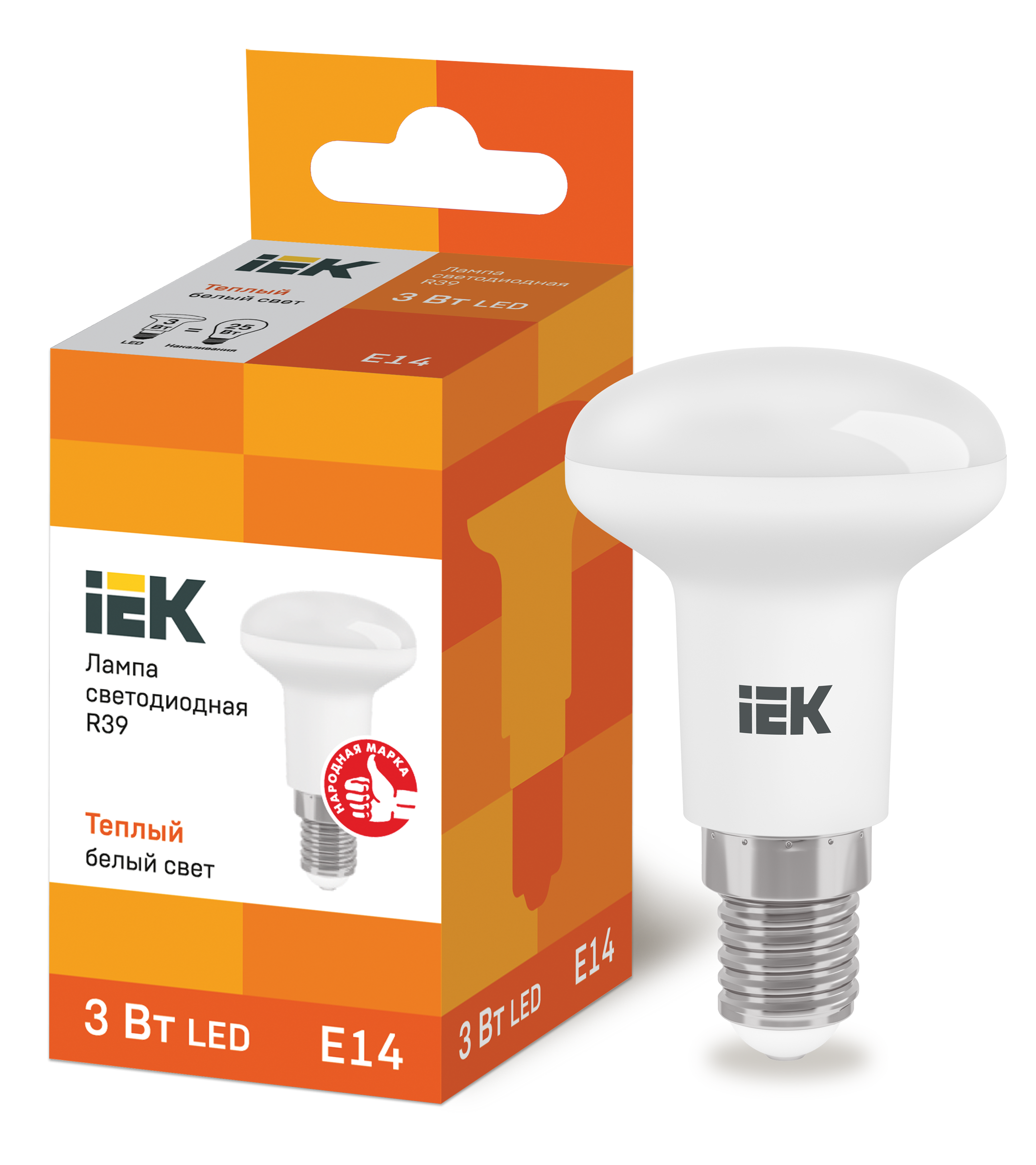 IEK Лампа светодиодная ECO R39 рефлектор 3Вт 230В 3000К E14