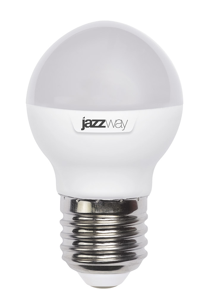 Jazzway Лампа светодиодная (LED) «шар» d45мм E27 180° 7Вт 220-240В матовая тепло-белая желтая 3000К
