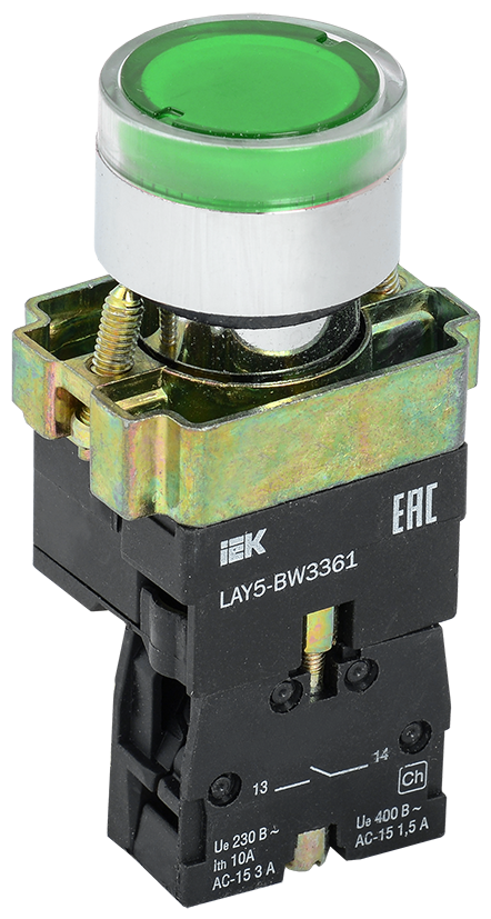IEK Кнопка управления LAY5-BW3361 с подсветкой зеленый 1з