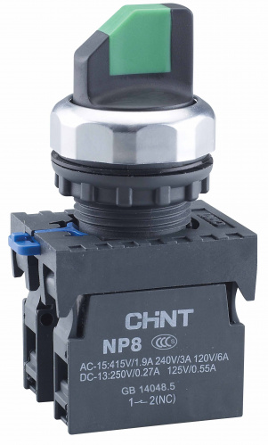 CHINT Переключатель с фиксацией NP8-10X/21 без подсветки , черная 1НО IP65 (R)