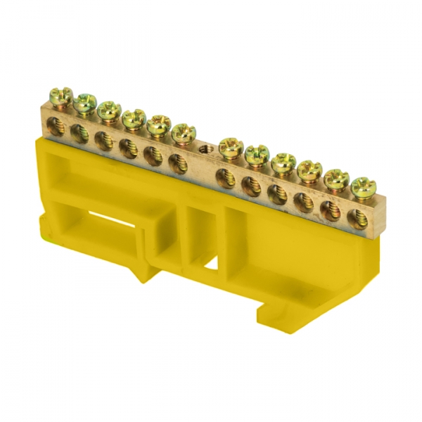 EKF Шина "0" N (6х9мм) 12 отверстий латунь желтый изолятор на DIN-рейку розничный стикер PROxima